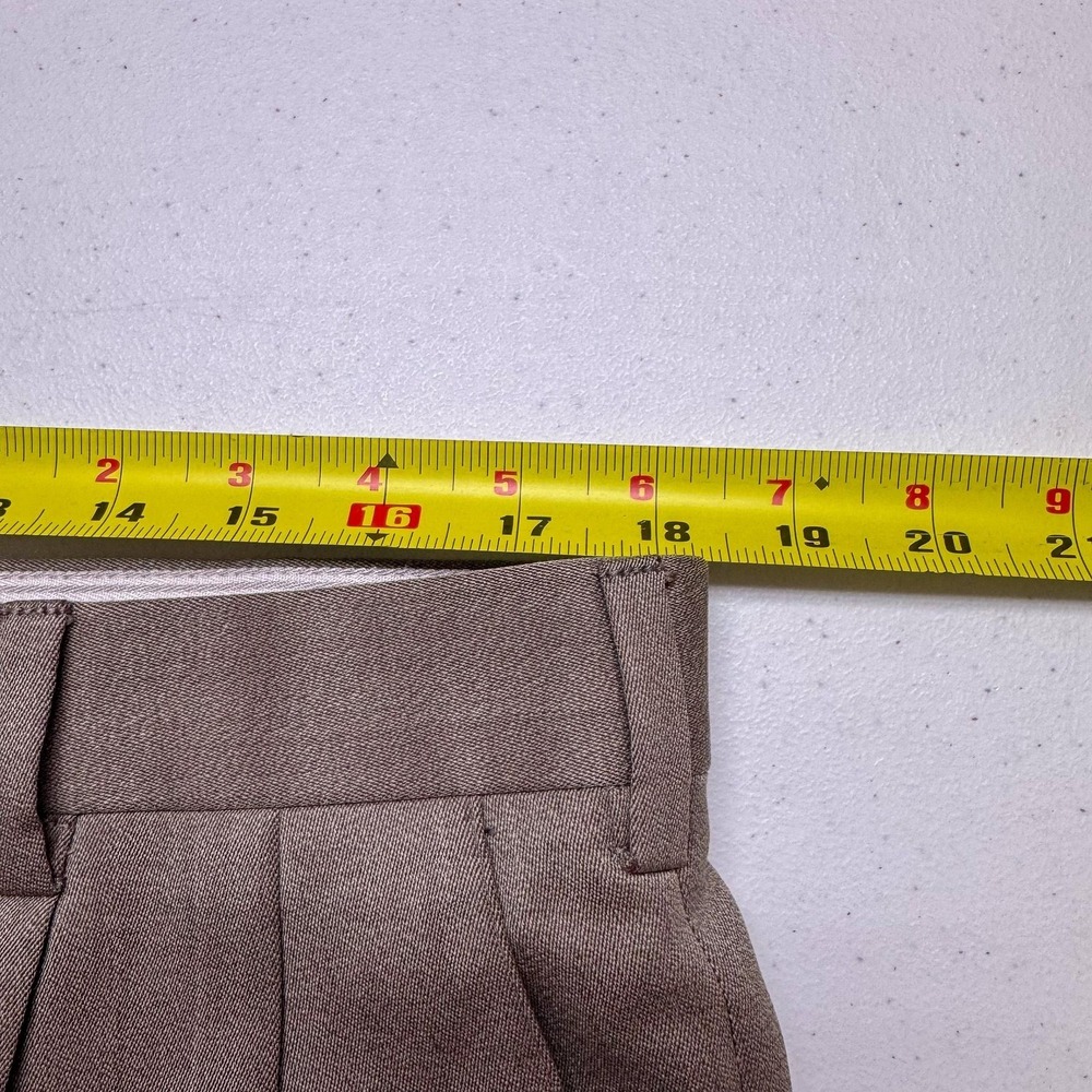 Zanella Bennett Dress Pants Mens 36x26 Brown Wool Pleated Cuffed Italy Office - Picture 8 of 12